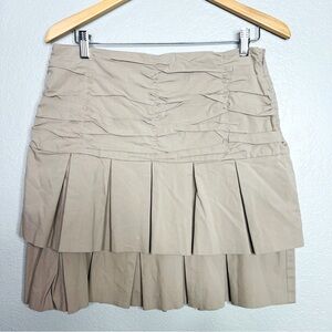 ANTHROPOLOGIE ODILLE Tan Pleated Layer Skirt sz 6